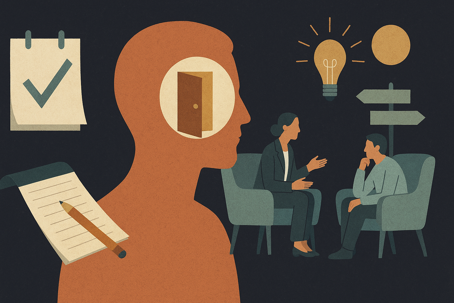 Editorial illustration for Single-session therapy: useful encounter or impossible promise?