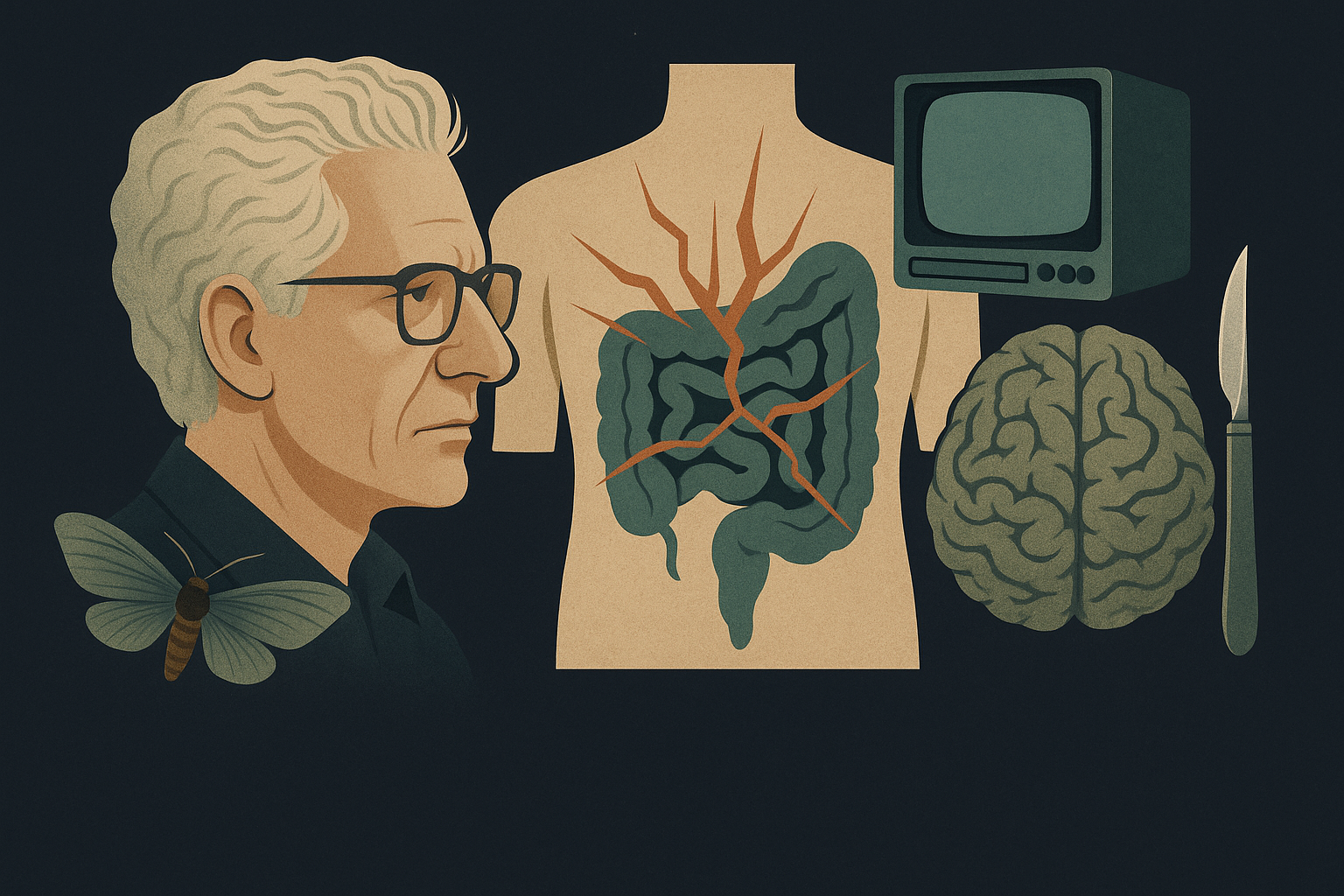 Editorial illustration for David Cronenberg made the body a battleground